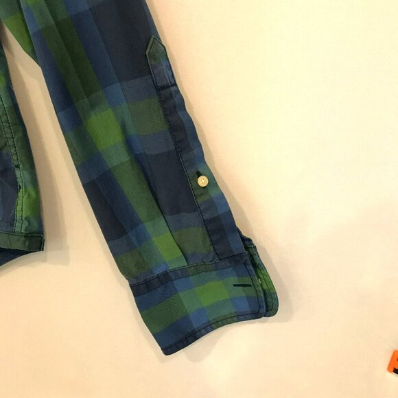 Abercrombie & Fitch Men's Long Sleeve Muscle Shirt Size Small Blue Green Plaid - Picture 5 of 15